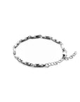 Adjustable stainless steel bracelet with a chain link design.